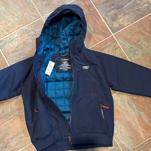 L.L. Bean Dark Blue Boys L (14-16) Hooded Jacket with Teal Lining